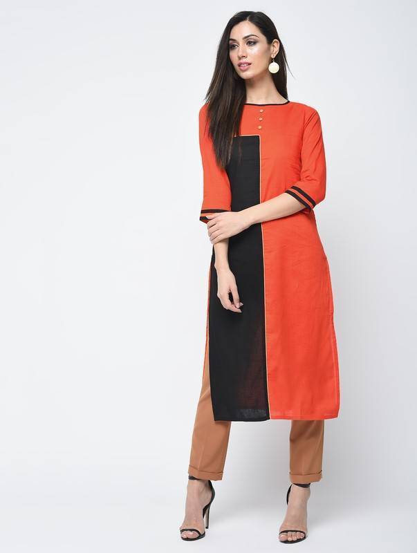 Women's Color Block Straight Kurta - Aniyah