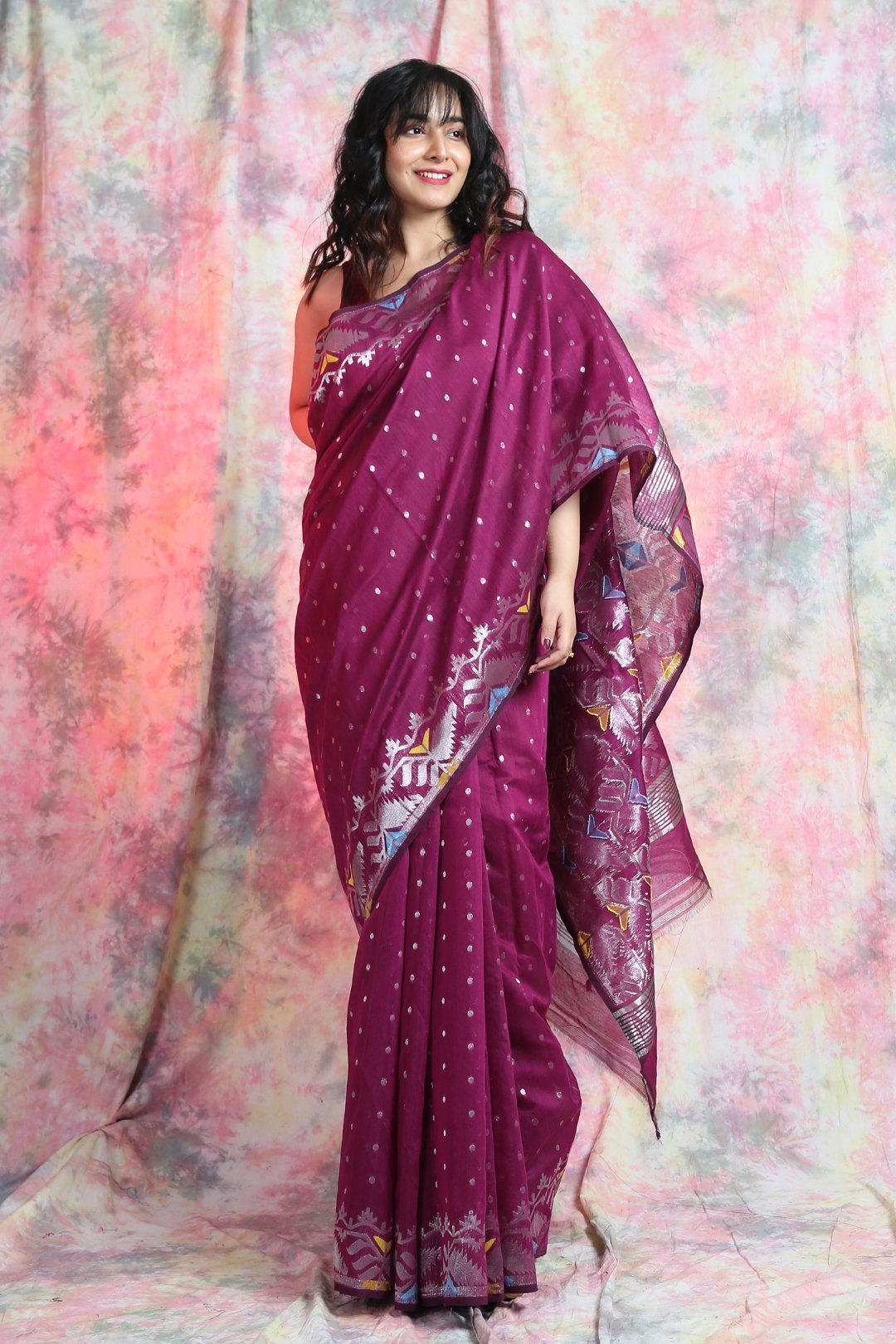 Women's Buta Weaving Jamdani Saree - Arhi