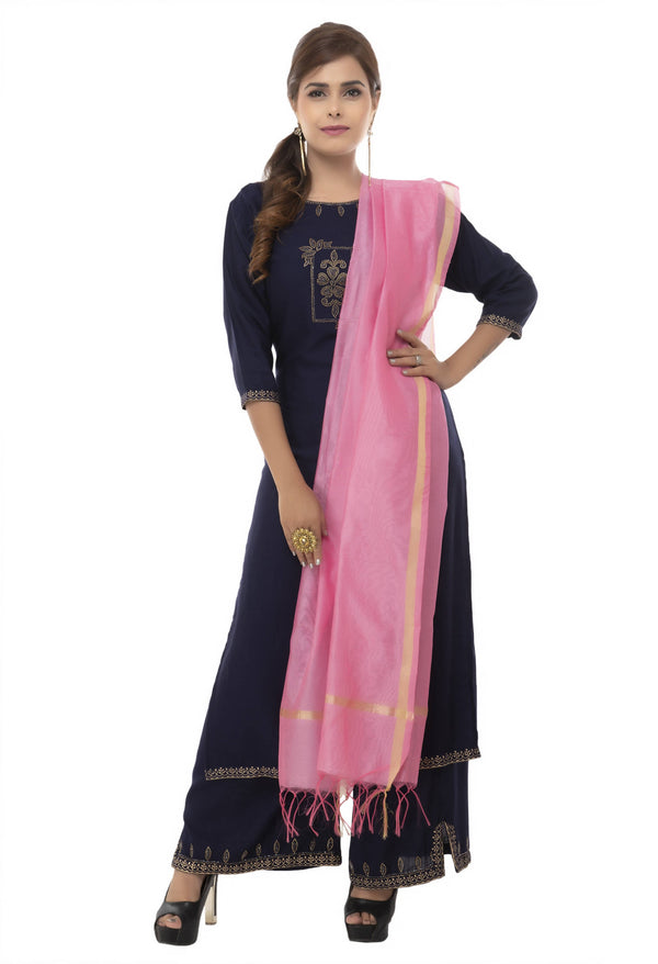 Women's Banarsi Chanderi Piping Dupatta Mfd0024 - Moeza