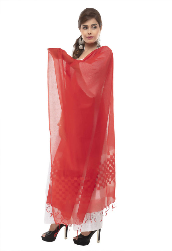 Women's Buta Square Cutt Red Dupatta & Chunni Mfd0011 - Moeza