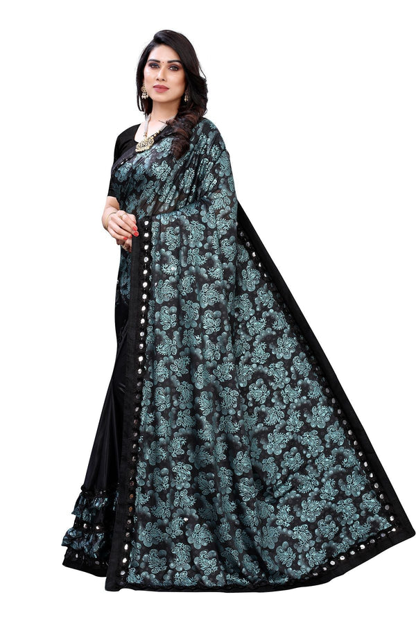 Women's Black Lycra Designer Saree - Vamika