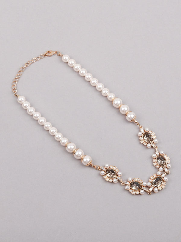 Women's White And Grey Necklace - Odette