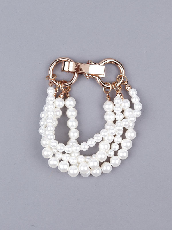 Women's White Multilayered Pearl Bracelet - Odette