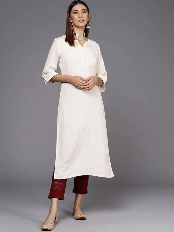 White Printed Cotton Straight Kurta - Jashvi