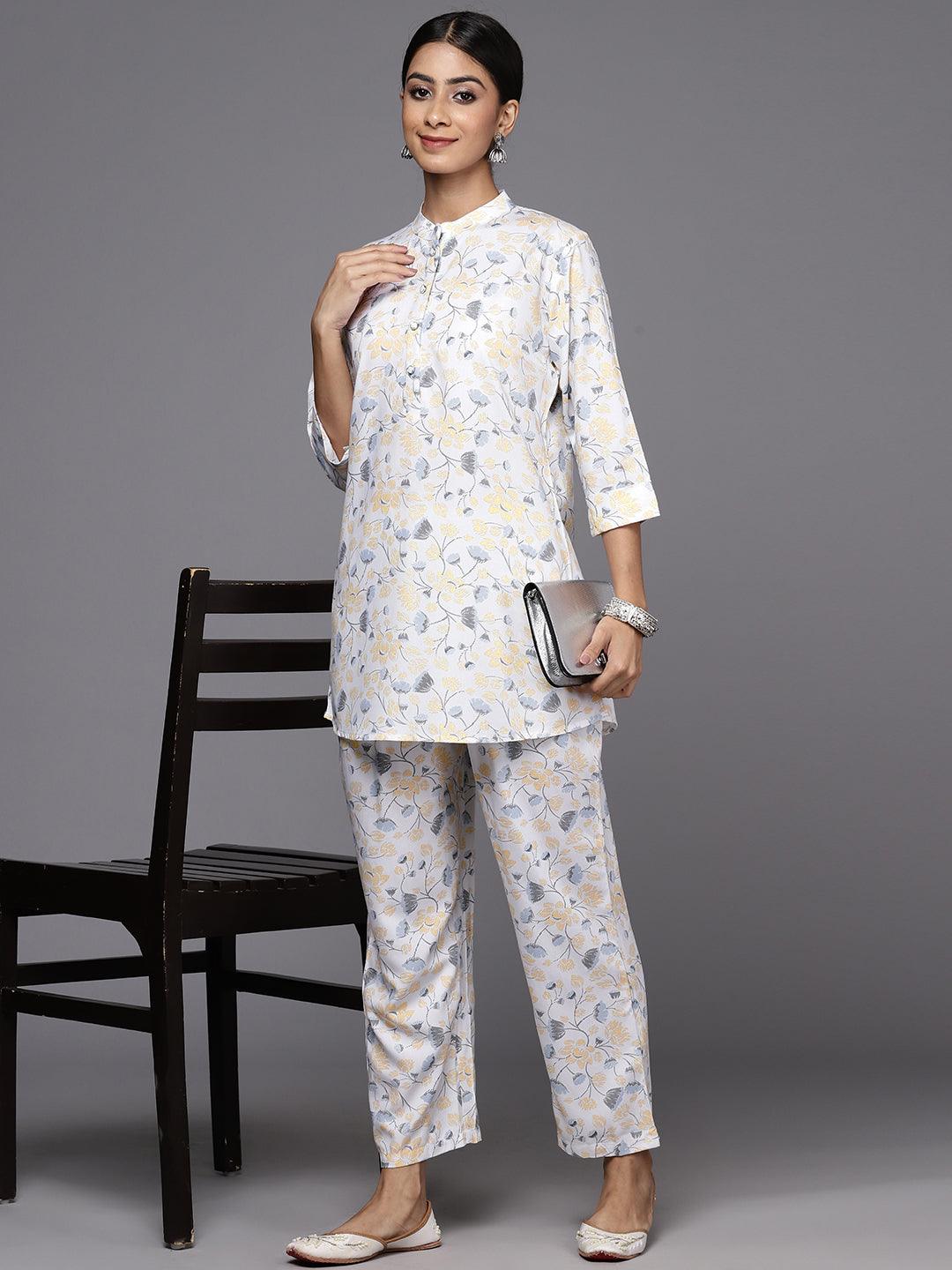 White Printed Rayon Co-Ords - Jashvi