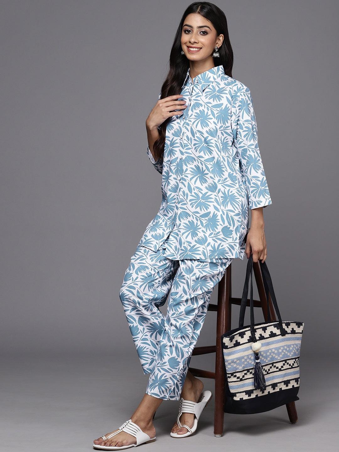 White Printed Rayon Co-Ords - Jashvi