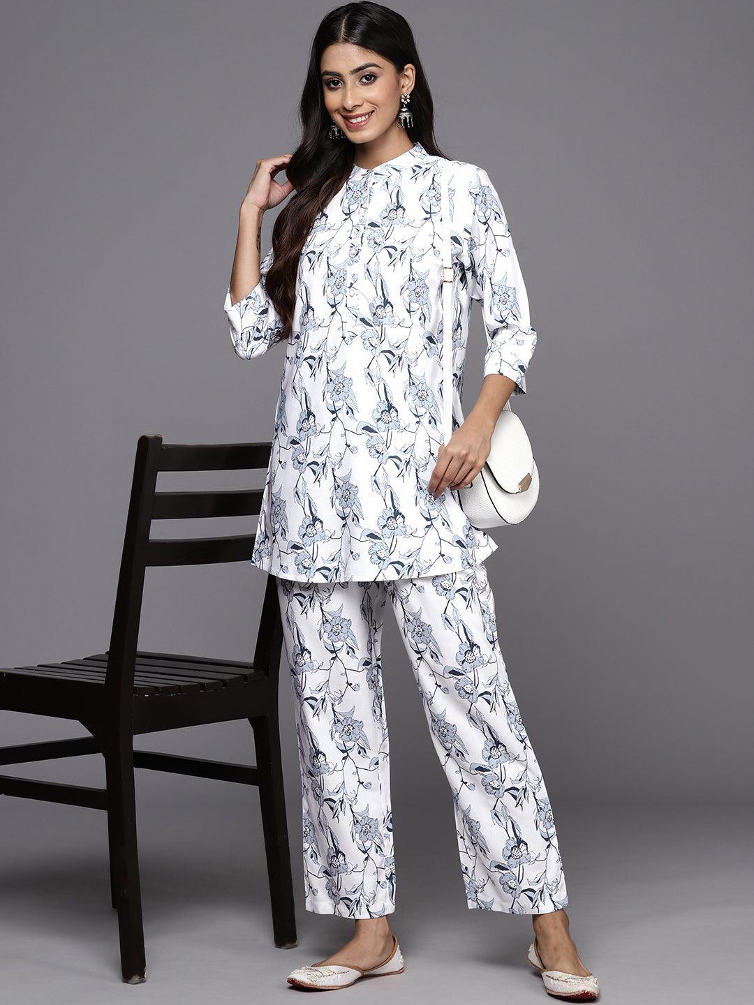 White Printed Rayon Co-Ords - Jashvi