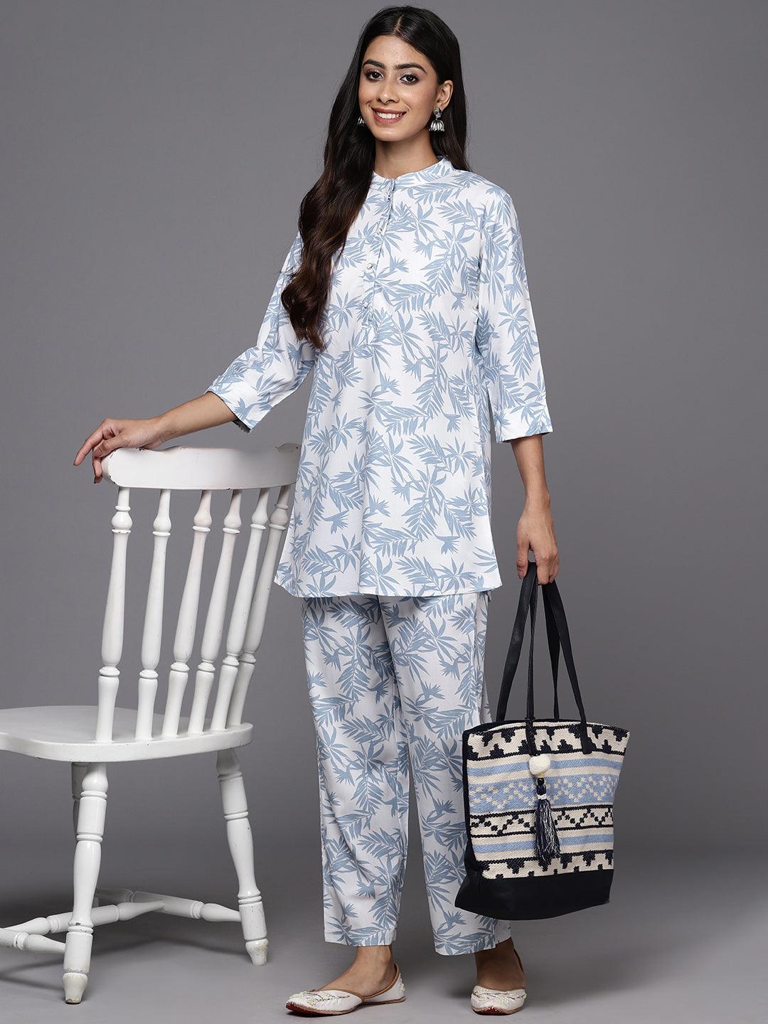 White Printed Rayon Co-Ords - Jashvi