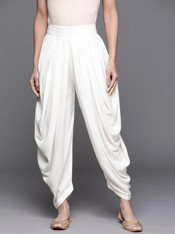 White Solid Rayon Salwar Pants - Jashvi