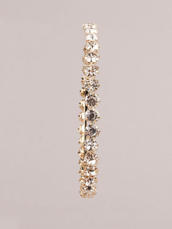 Women's White Stone Studded Hoop Earring - Odette