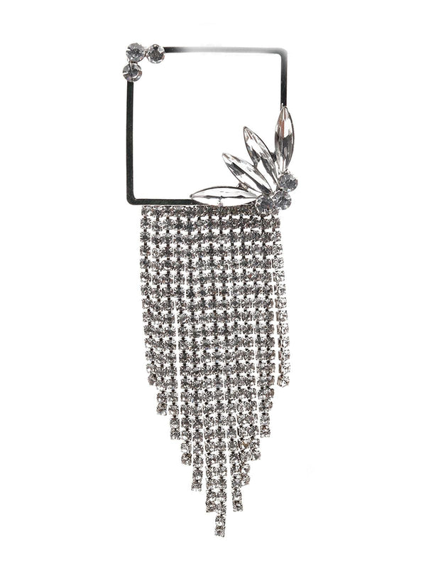 Women's White Stone Studded Long Dangle Earring - Odette