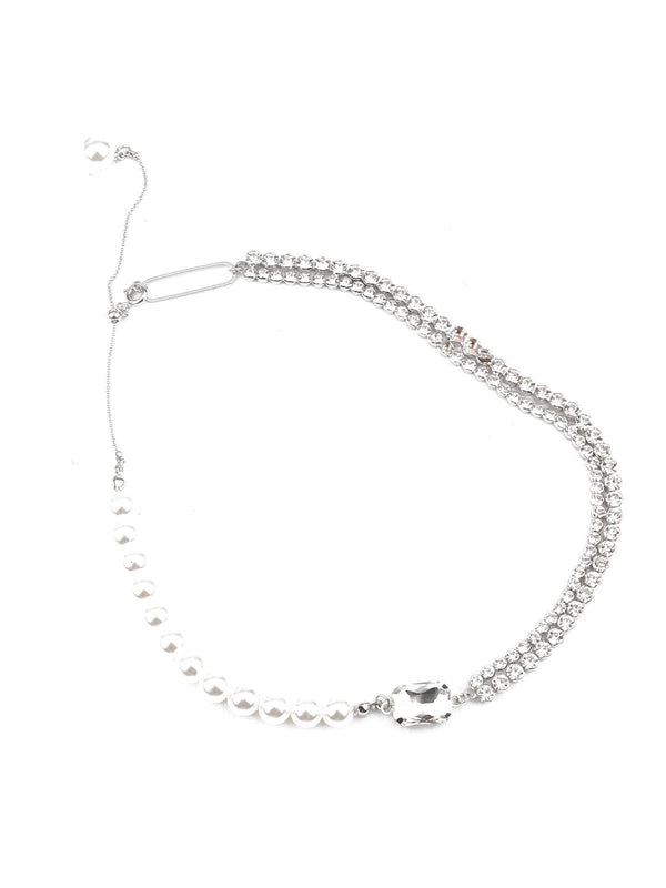 Women's White Stone Studded Neckpiece - Odette