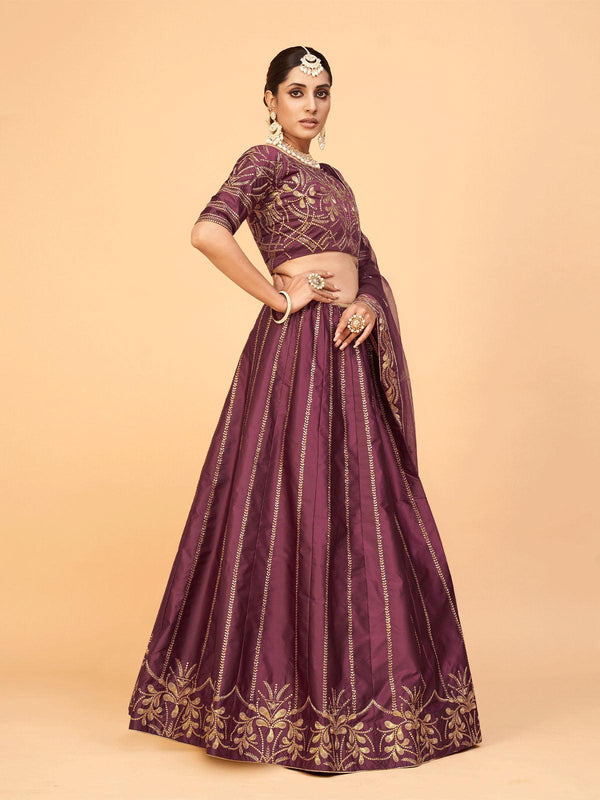 Women's Wine Festival Wear Lehenga Set - Odette