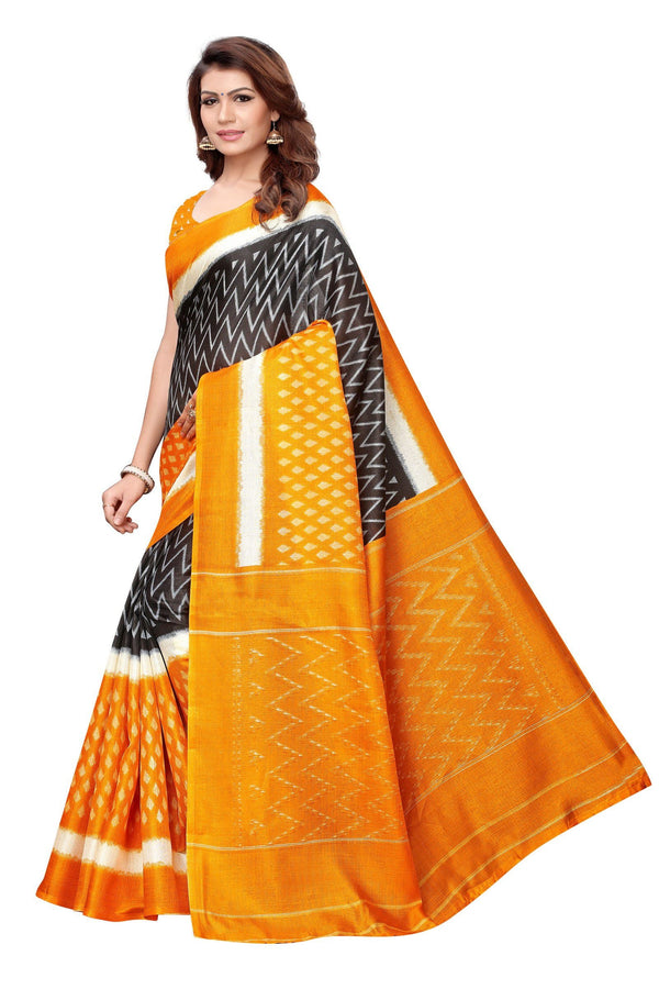 Women's Vamika Mehandi Kalamkari With Jhalar Khadi Silk Saree Snap Mustard - Vamika