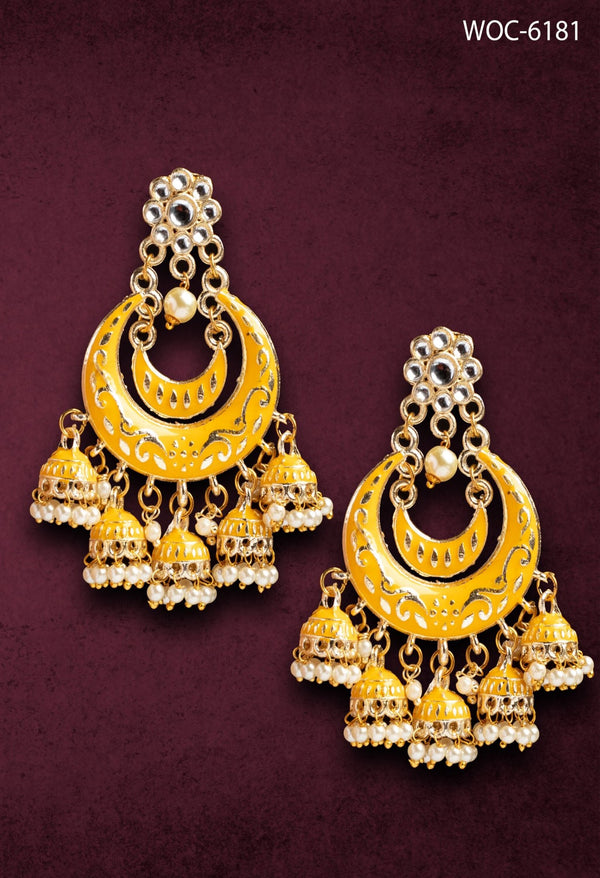 Women's Meenakari Kundan Meena Jhumka - Kamal Johar