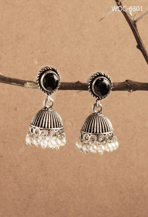 Women's Silver Bell Stone Jhumka -Combo Set - Kamal Johar