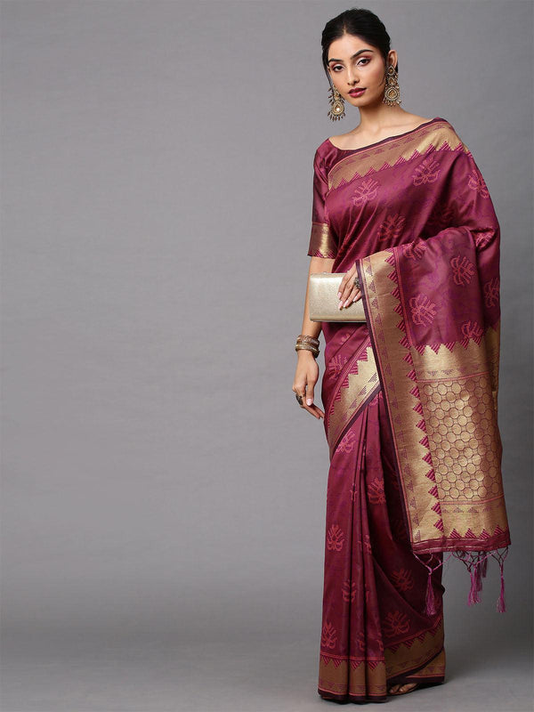 Women's Cotton Silk Pink Printed Celebrity Saree With Blouse Piece - Odette