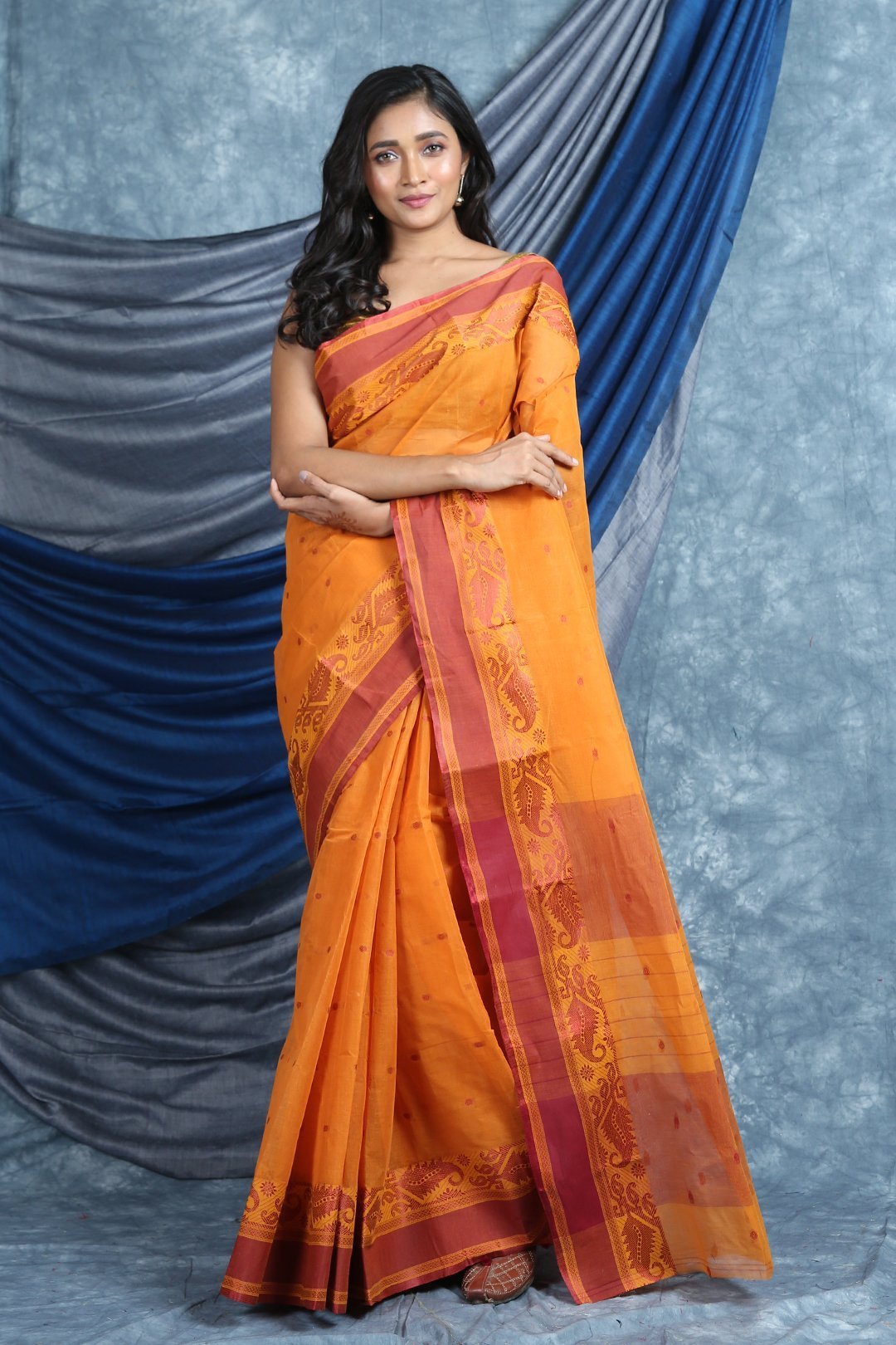 Women's Handwoven Cotton Tant Saree - Arhi