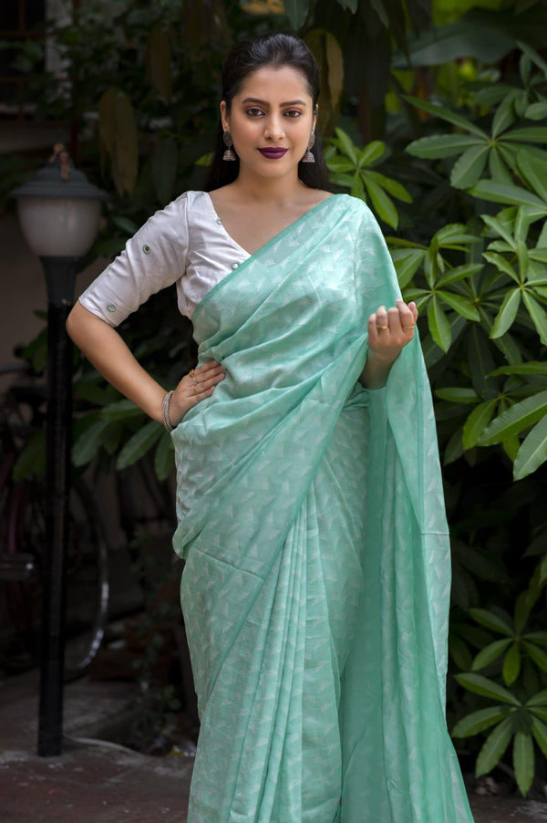 Women's Poly Georgette Green Saree - A2M