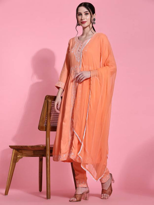 Women's Viscose Rayon Kurta Pant Dupatta Set - Taantav