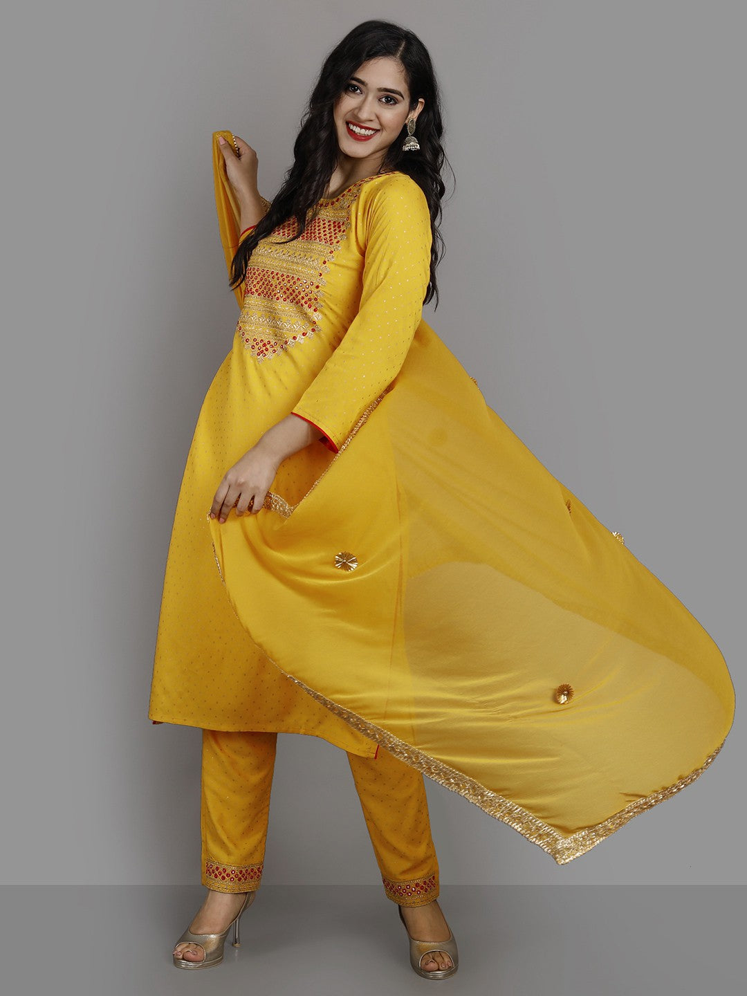 Women's Yellow Color Kurta And Pant Set - Ziva Fashion