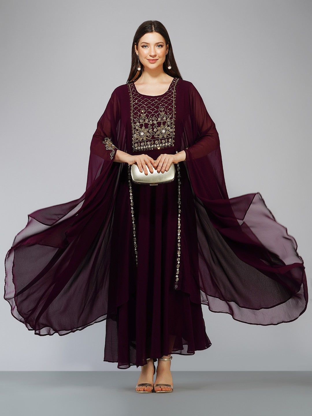 Women's Brown Ankle Length A-Line Kurta  - Ziva Fashion