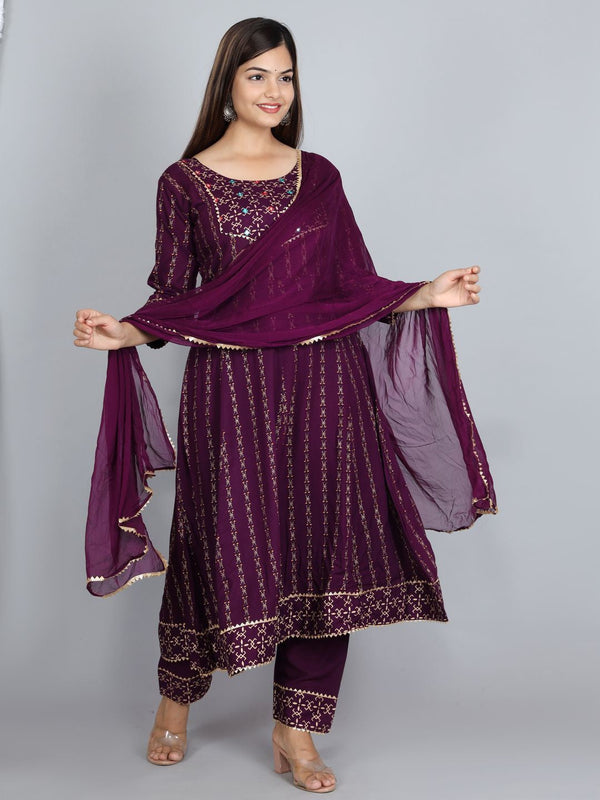 Women's Wine Viscose Rayon Kurta And Pant Set - Noz2Toz