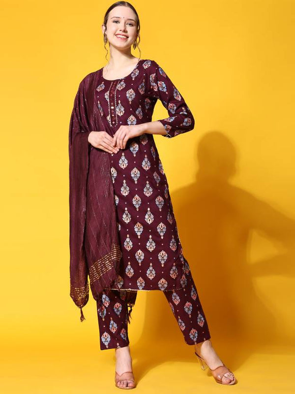 Women's Viscose Rayon Kurta, Pant And Dupatta Set - Noz2Toz