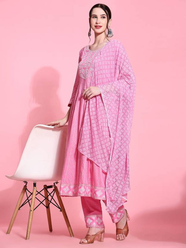 Women's Viscose Rayon Kurta Pant Dupatta Set - Taantav