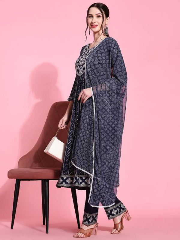 Women's Viscose Rayon Kurta Pant Dupatta Set - Taantav