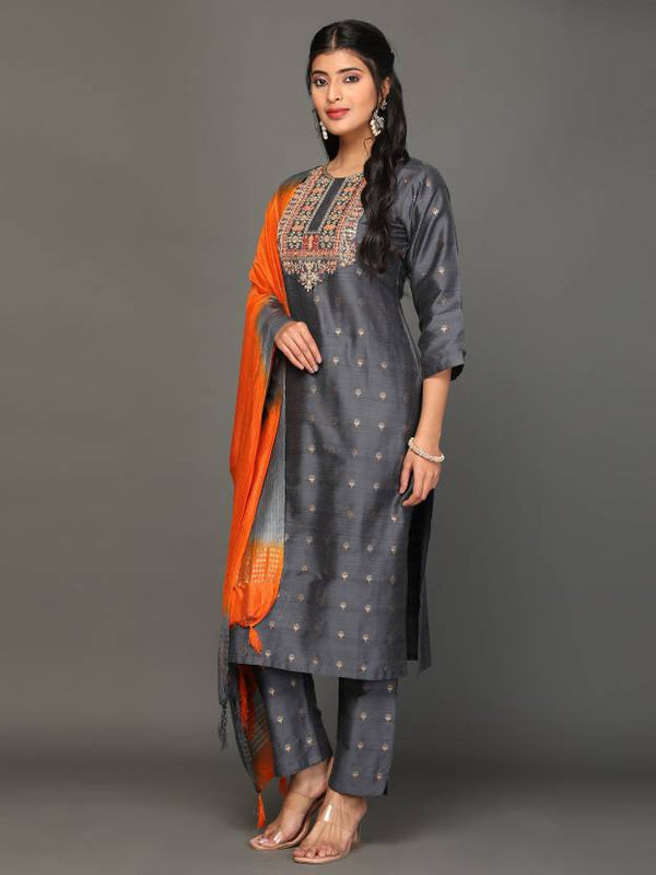 Women's Silk Kurta, Pant And Dupatta Set - Noz2Toz