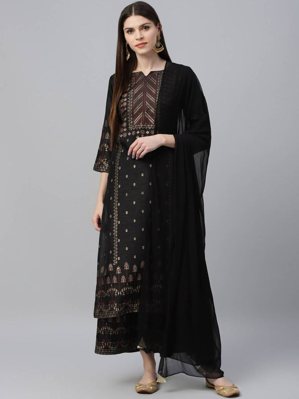 Black Printed Kurta Palazzo Set - Cheera