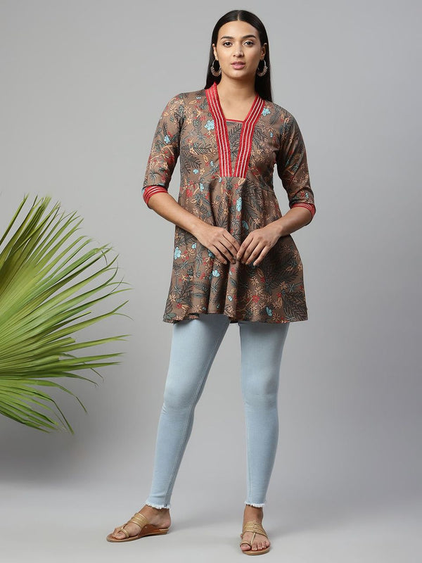 Brown Digital Printed Cotton Tunic