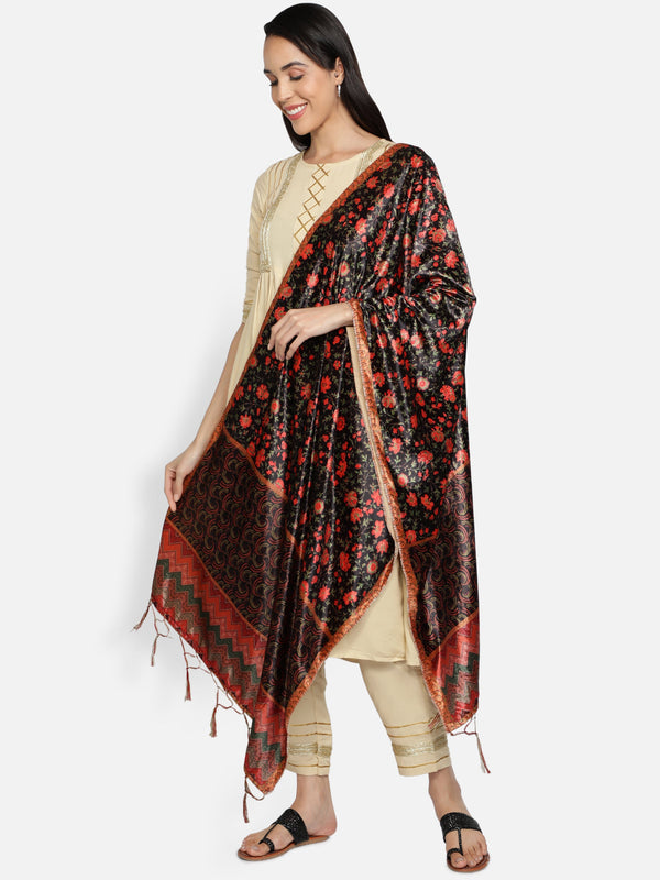 Women's Multicolored Polyster Velvet  Digital Printed Dupatta - VAABA