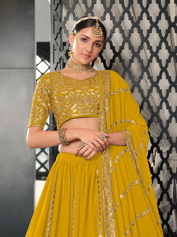 Women's Yellow Designer Lehenga Choli - Odette