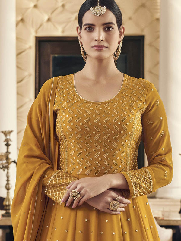 Women's Yellow Embroidered Sharara Kurta Set - Odette