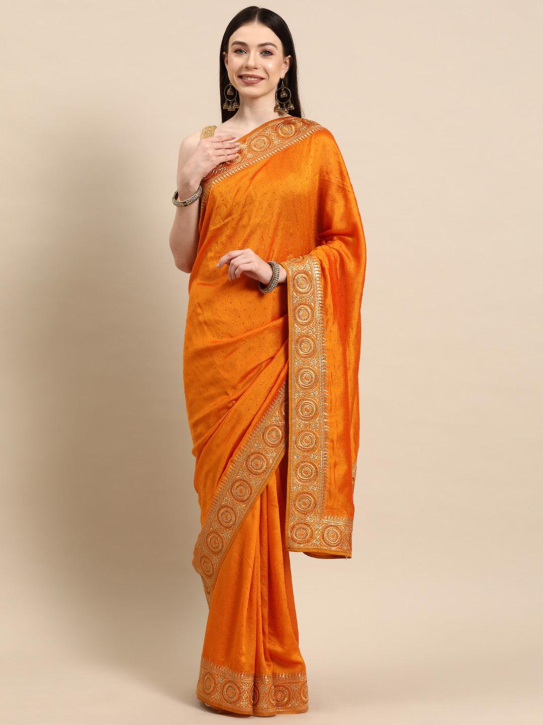 Yellow Embroidered Silk Blend Saree - Jashvi