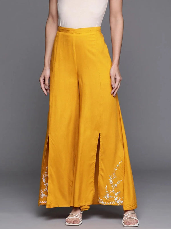 Yellow Hem Design Rayon Palazzos - Jashvi