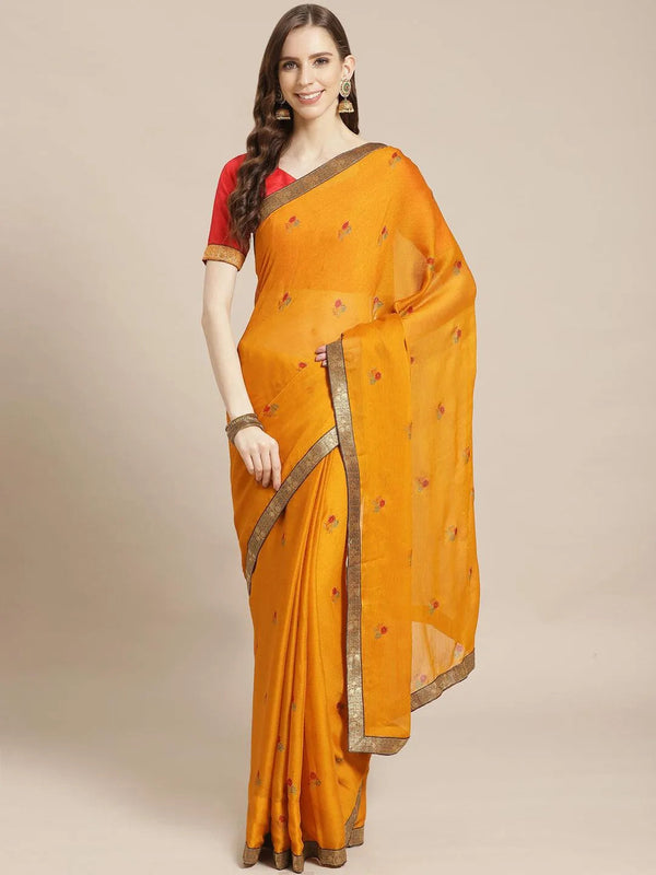 Yellow Printed Chiffon Saree - Jashvi