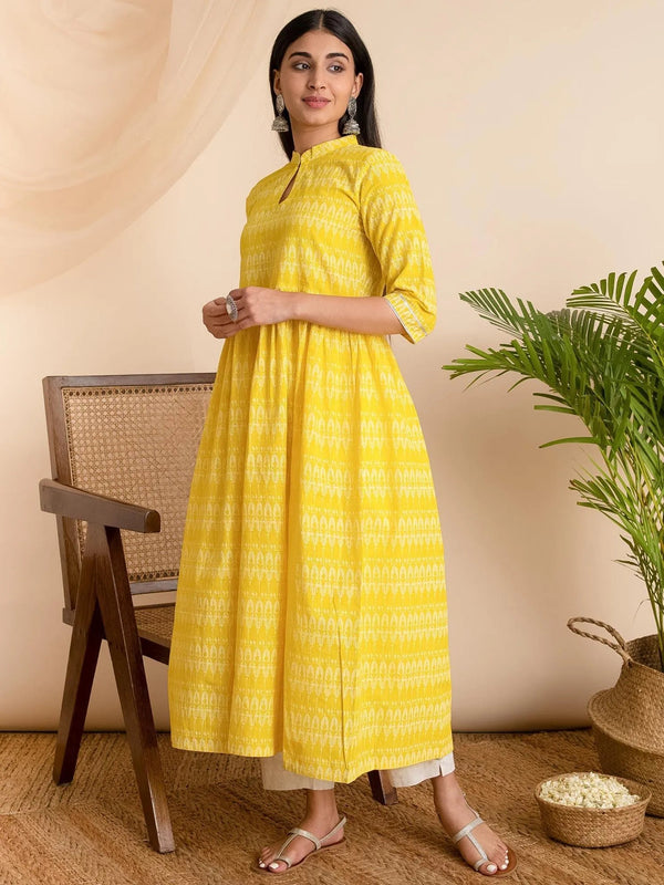 Yellow Printed Cotton Kurta - Jashvi