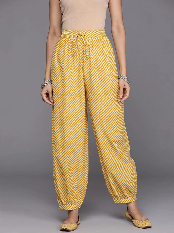 Yellow Printed Cotton Salwar Pants - Jashvi