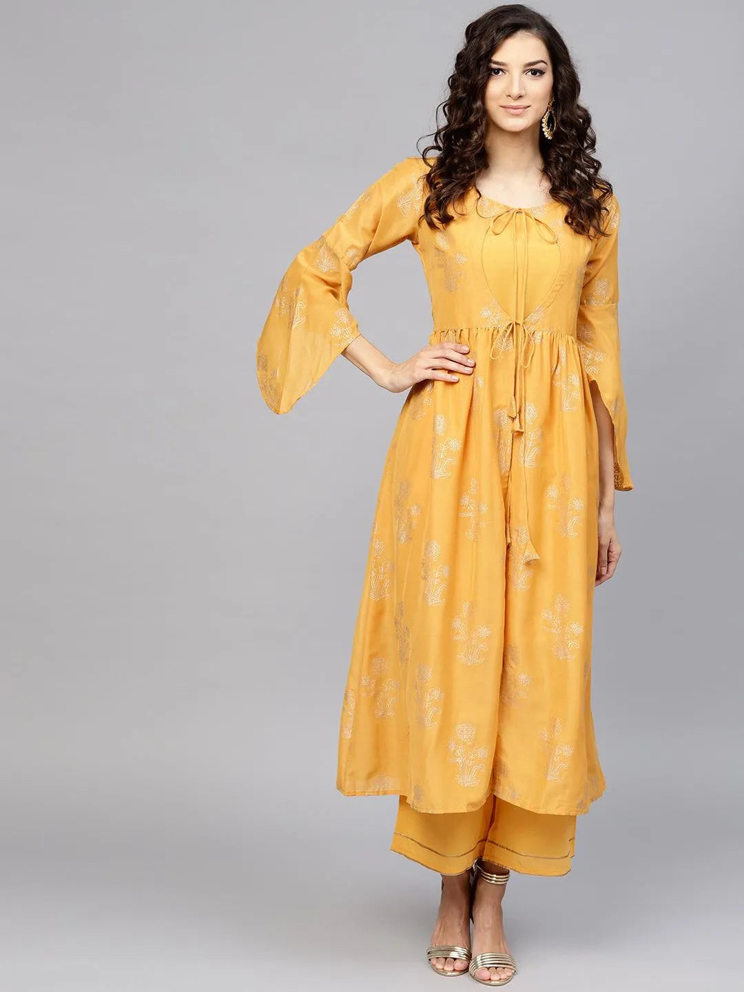 Yellow Printed Muslin Kurta Set - Jashvi