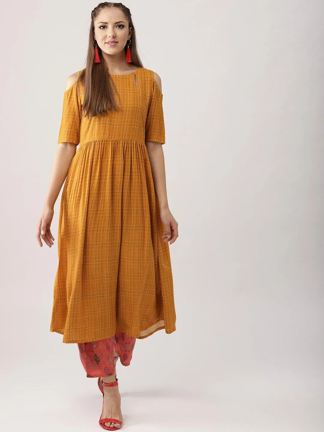 Yellow Printed Rayon Kurta Set - Jashvi