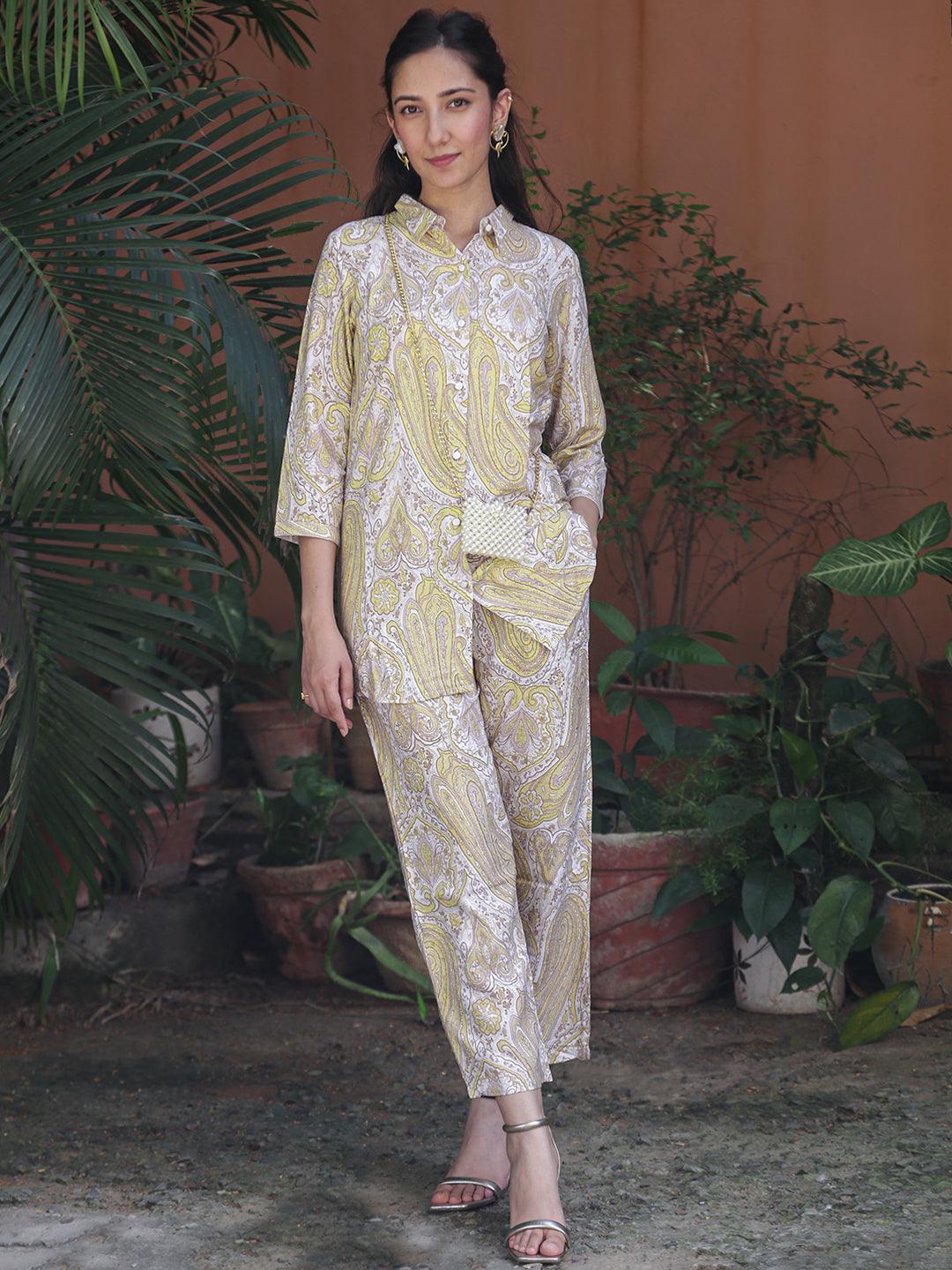 Yellow Printed Rayon Co-Ords - Jashvi