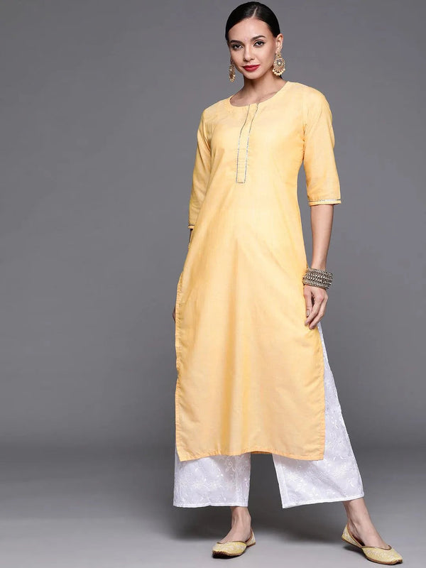 Yellow Solid Cotton Kurta - Jashvi