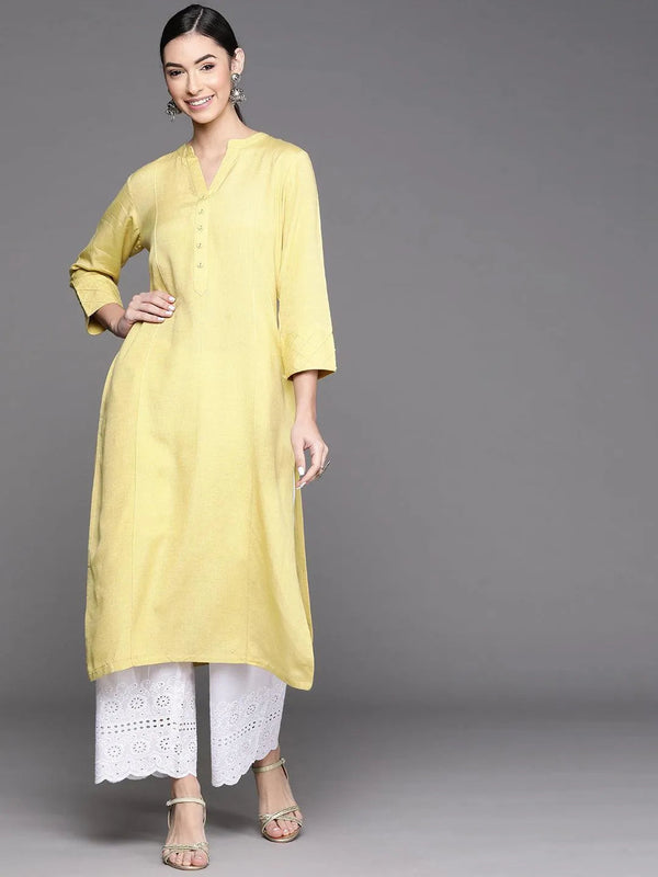 Yellow Solid Cotton Kurta - Jashvi