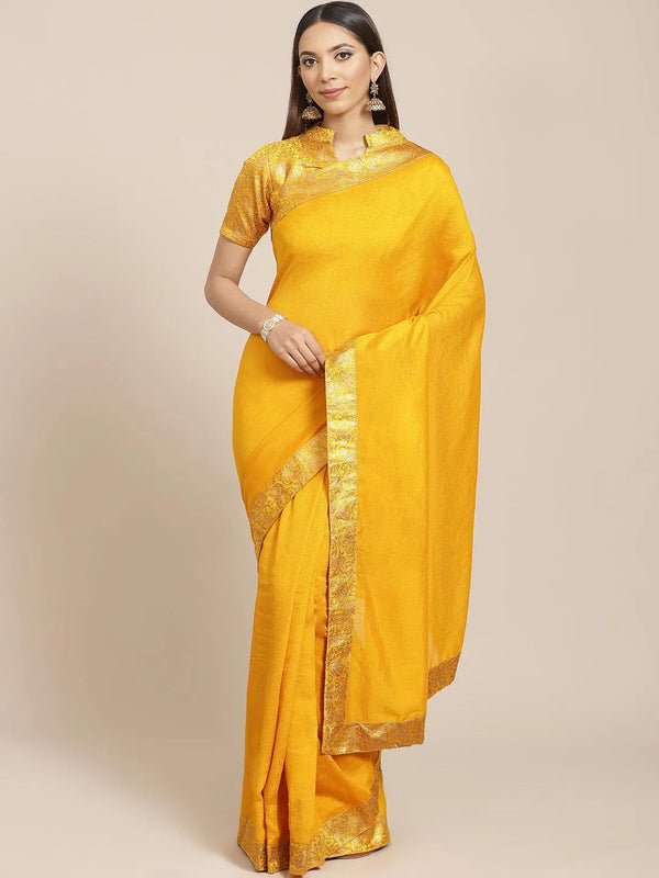 Yellow Solid Georgette Saree - Jashvi