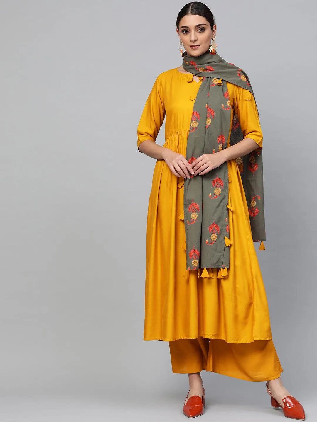 Yellow Solid Rayon Suit Set - Jashvi