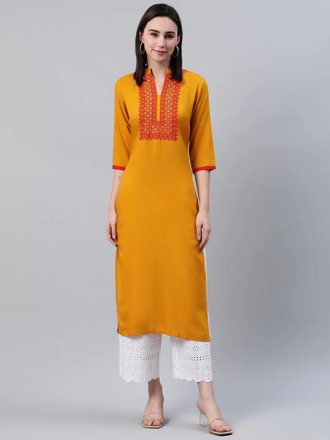 Yellow Solid Rayon Kurta - Jashvi