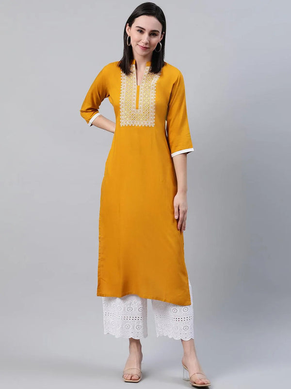 Yellow Solid Rayon Kurta - Jashvi